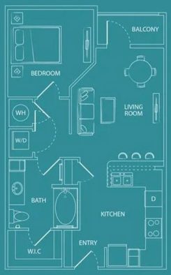 a blue floor plan for a two bedroom apartment at The  Watson