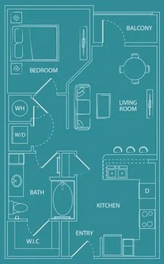 a blue floor plan for a two bedroom apartment at The  Watson