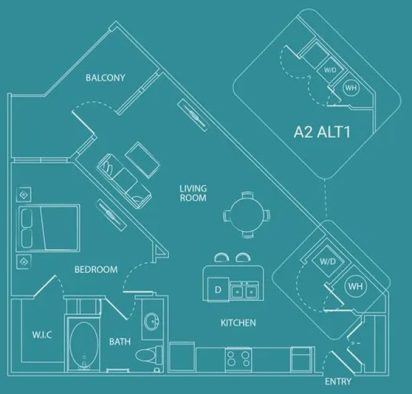 the floor plan for a two bedroom apartment at The  Watson