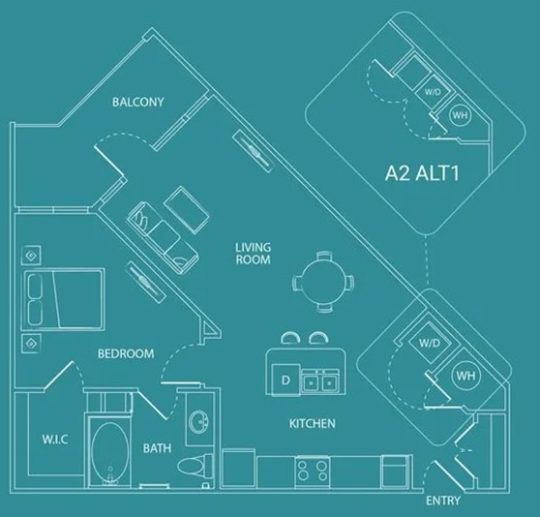 the floor plan for a two bedroom apartment at The  Watson